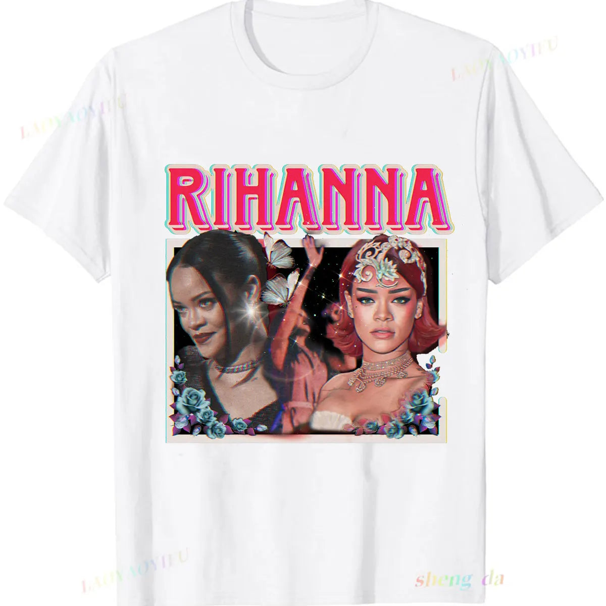The America Famous Fashion Popular Playera Rihanna Printed T-shirt  High Quality Unisex Camisetas Gothic  Letter Graphic Tops