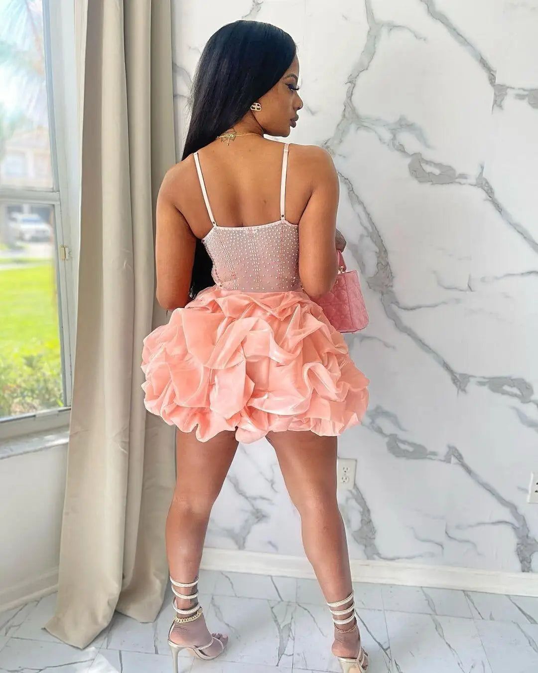 Womens Mesh Rhinestones Spaghetti Strap Bodycon Mini Cake Dress 2023 Sexy Sleeveless Night Club Party Birthday Ball Gown Dresses
