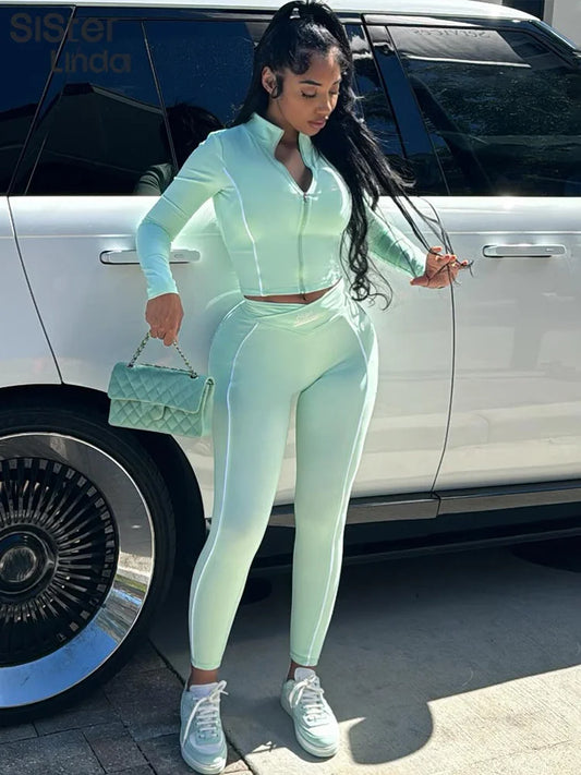 Sleek Street Slim-Fit Pants Set