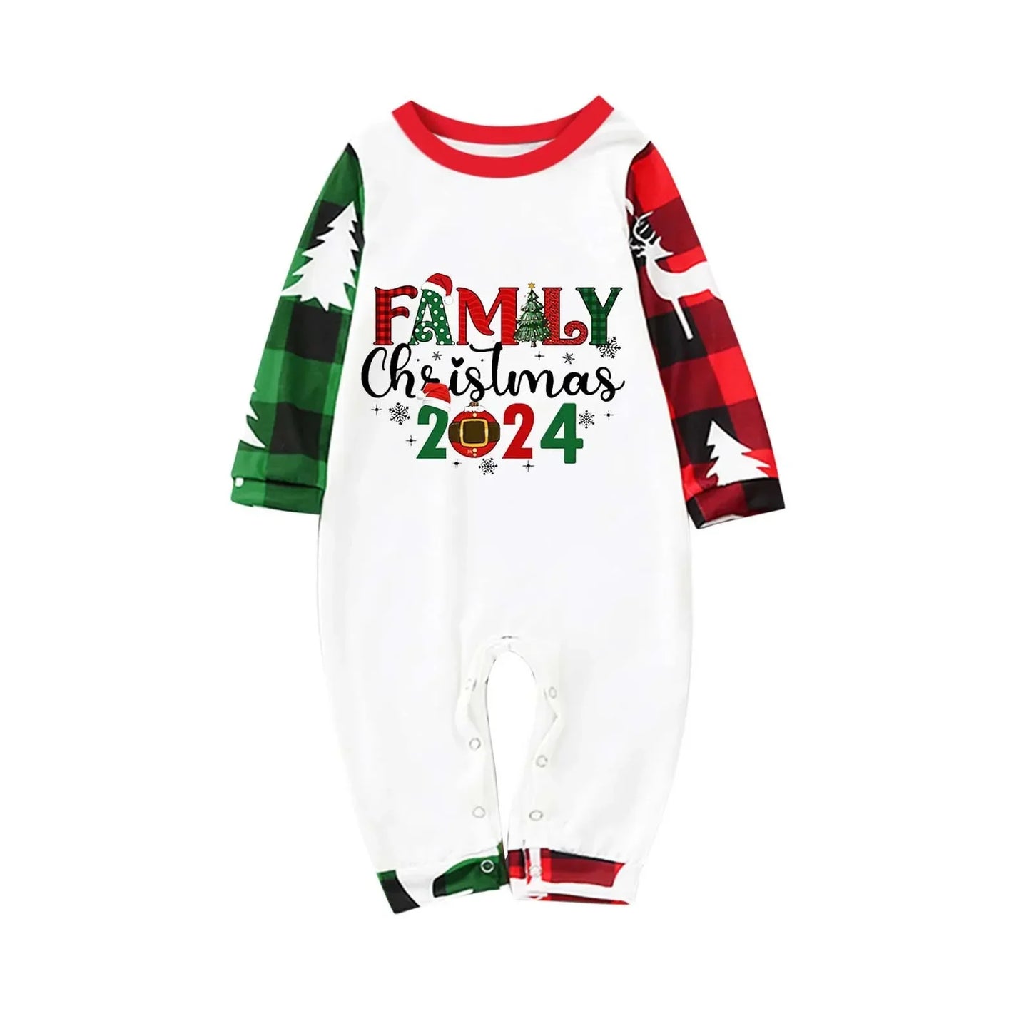 Family Christmas 2024 Matching Pajamas Set Letter Print Outfits Mom Dad Kids 2 Pcs Suit Sleepwear Baby Romper Xmas Look Pyjamas