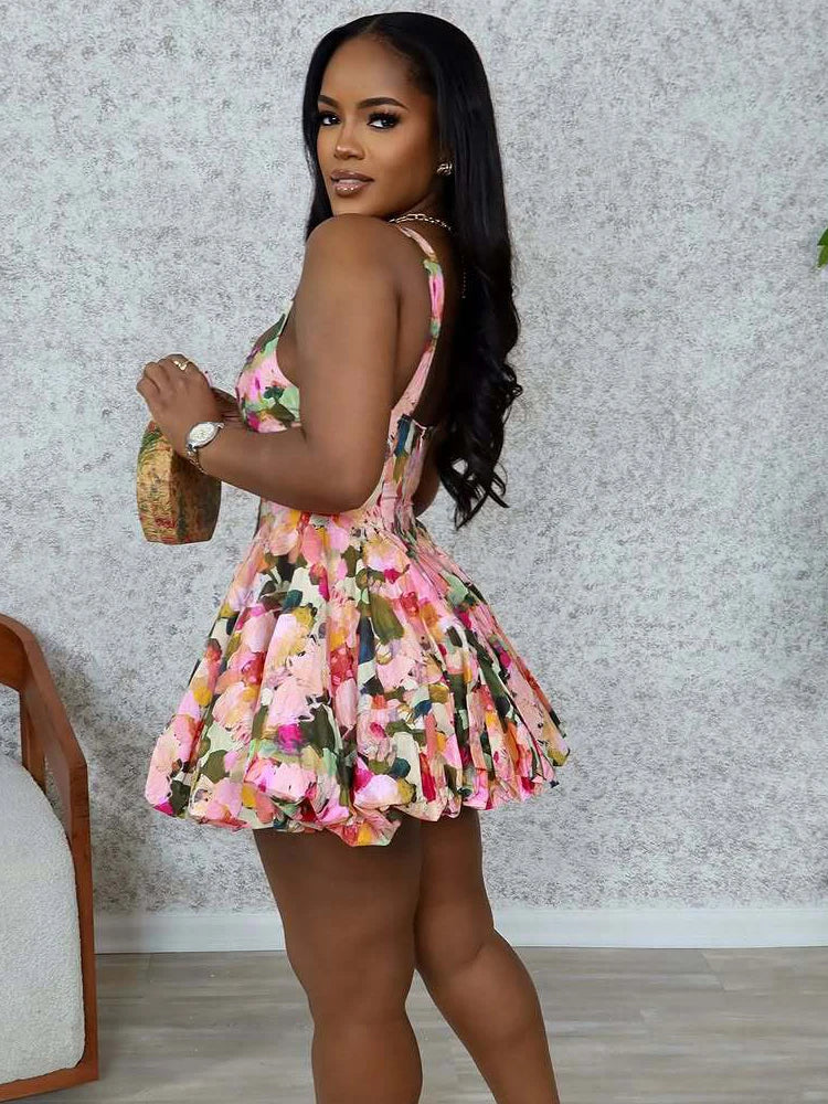 Bloom Chic Pop U-Neck Mini Sundress