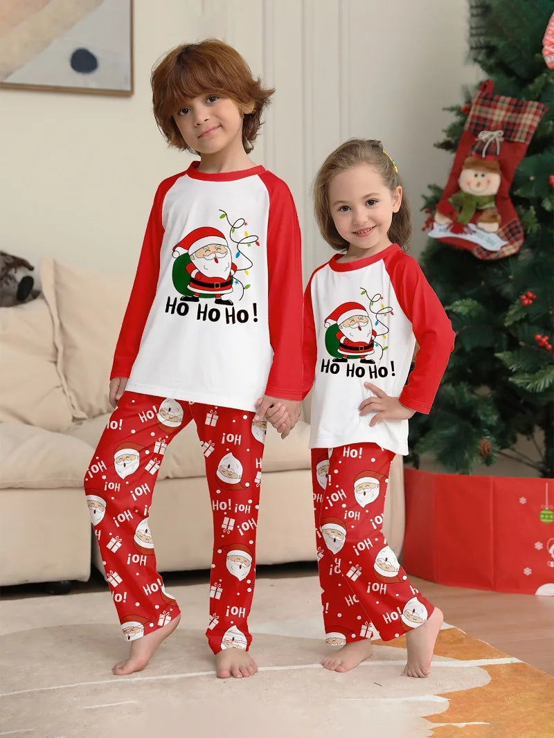 HO HO HO Printed Adult Kid Baby Family Matching Outfits Christmas Family Pj's