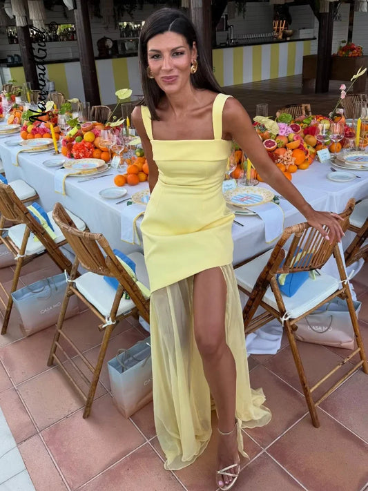 Elegant Slim Sleeveless Backless Allure Mesh Maxi Dress