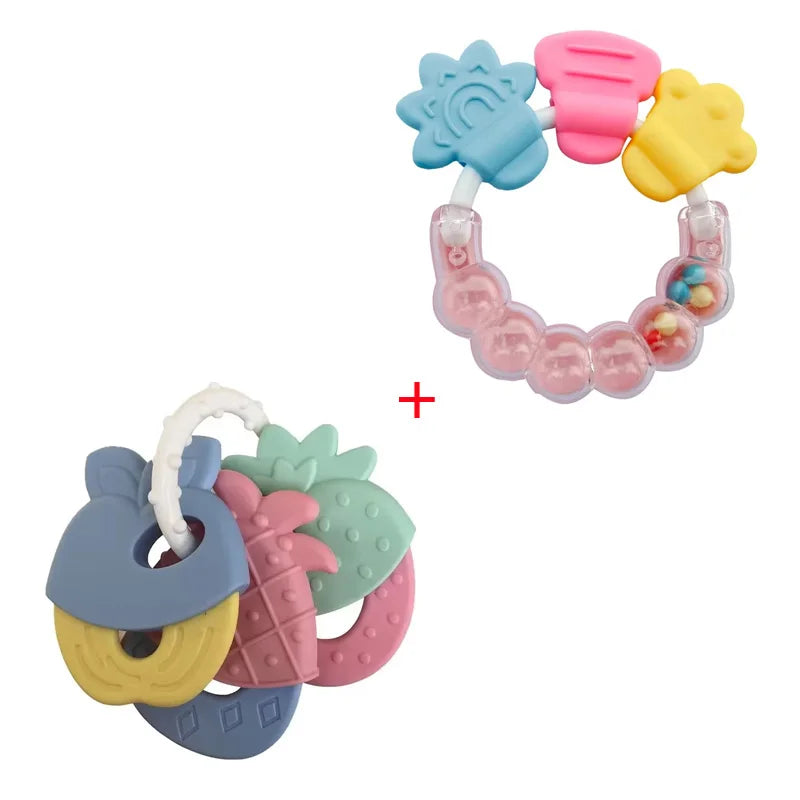 Newborn Chews Food Grade Teethers Training Bed Toy  Baby fruit item Feeding Infant Rattle