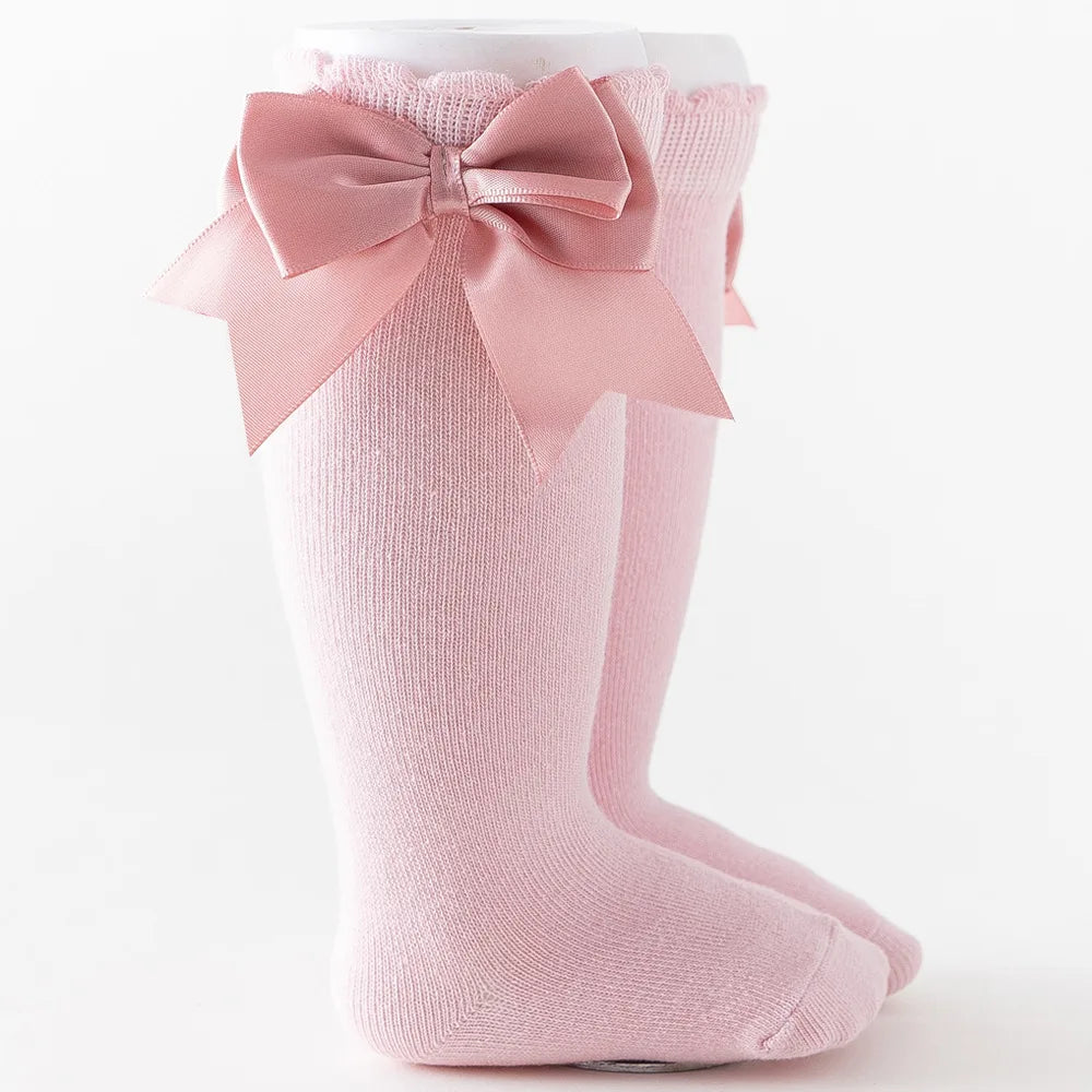 Winter Autumn Kids Knee High Socks Baby Girls Cotton Socks Big Bow Soft Toddlers Princess Children Long Tube Socken For 0-5Years