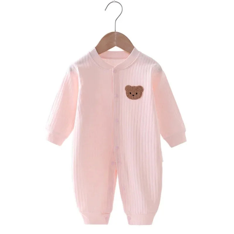 Newborn Jumpsuit Cartoon Bear Long Sleeves Baby Rompers for Boys Girls Autumn Clothes Infant Outfit Toddler Onesie 0-18M