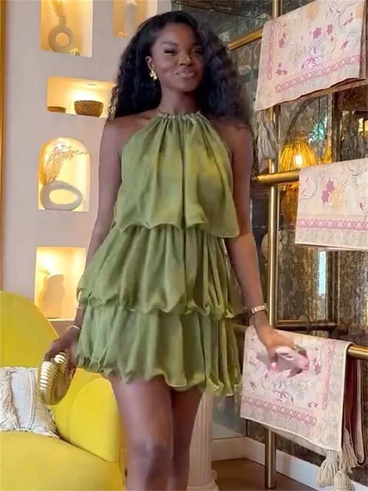 Hot Tropic Ruched Off Shoulder  Ruffle Mini Dress