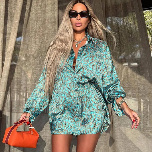Coastal Breeze Printed Shirt & Shorts Set