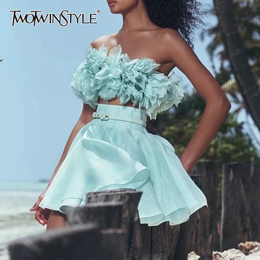 Chic Applique Strapless Co-Ord Set
