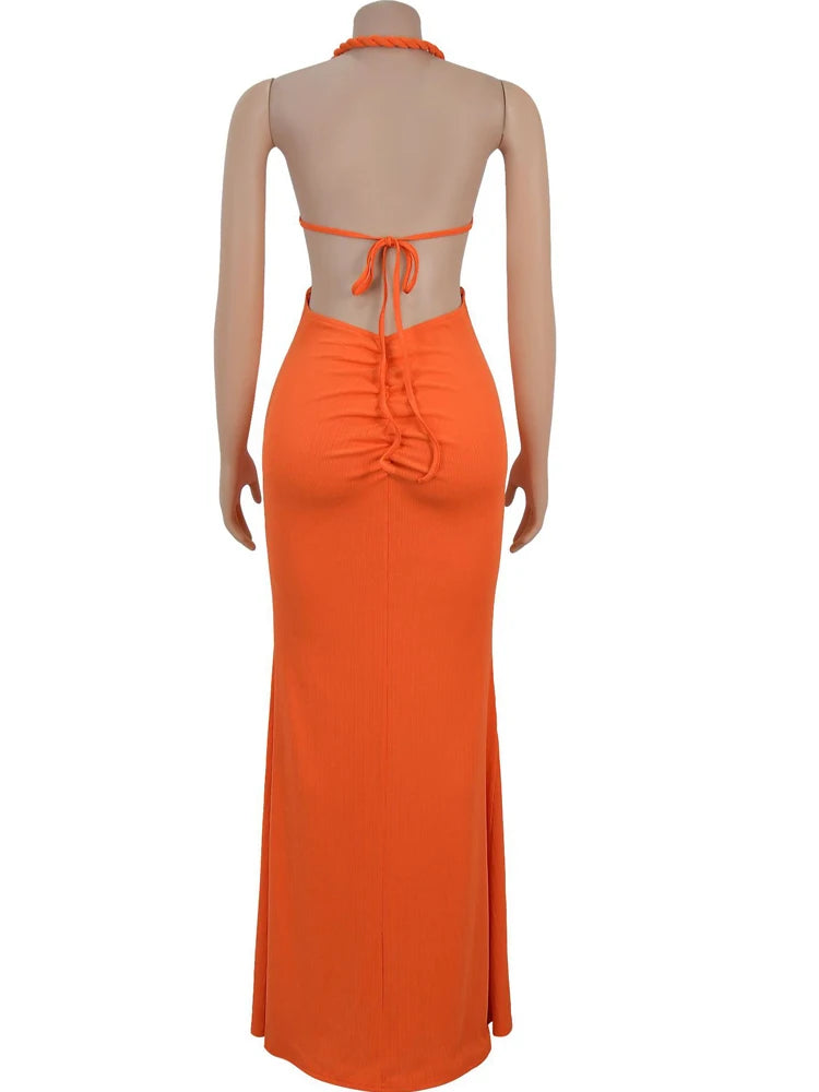 Island Siren Backless Slit Statement Piece with Cut-Out Details & Party Heat Dress