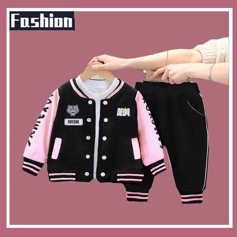 Boys & Girls Casual Sports Suit Coat Pant 2Pcs Spring Autumn Thin Baby Tracksuit Outfits