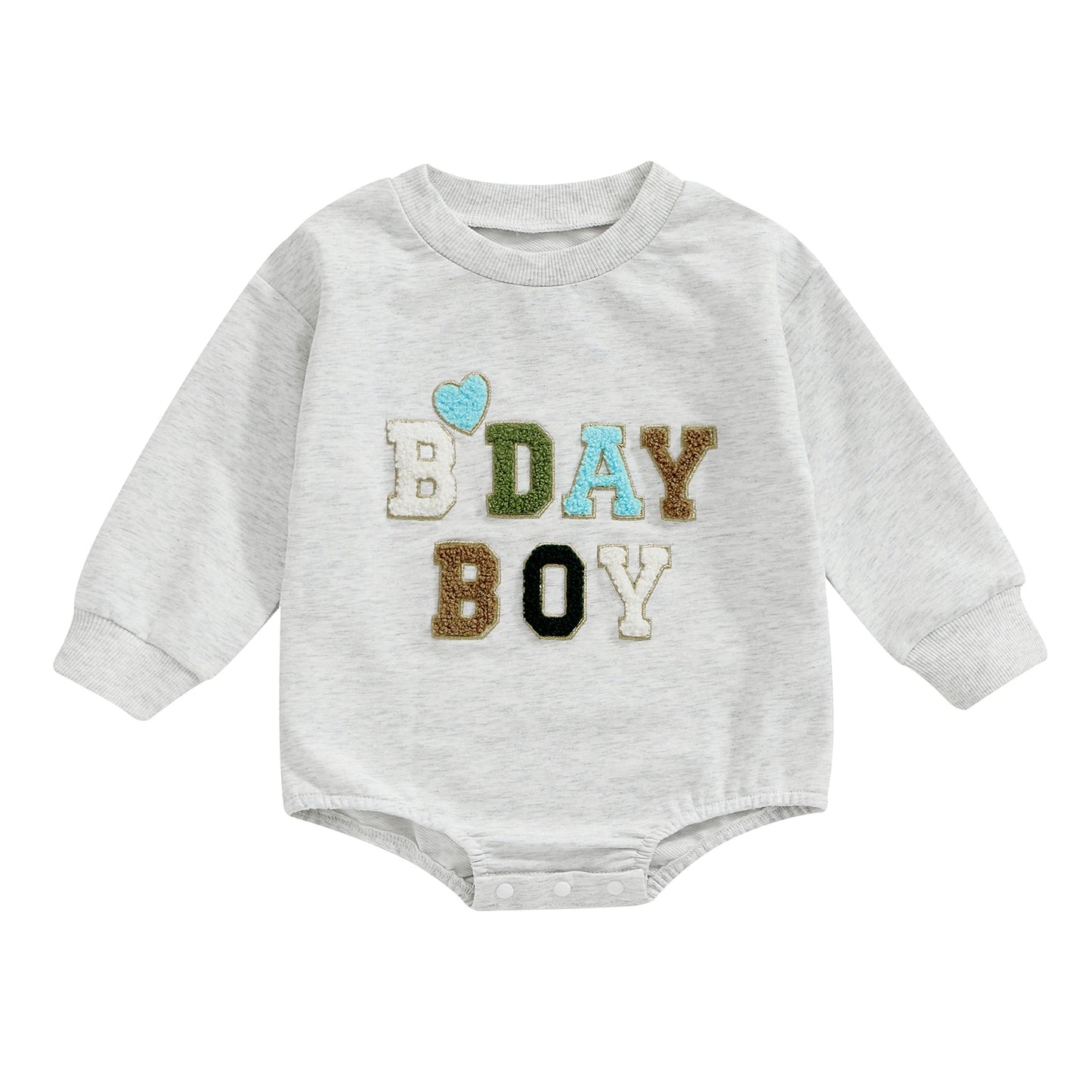 Citgeett Autumn Infant Baby Boys Girls Birthday Bodysuit Long Sleeve Letter Embroidery Playsuit Fall Clothes