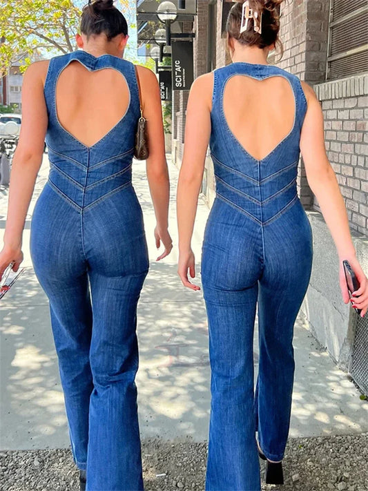 Heartlines & Hugs Retro Denim Jumpsuits
