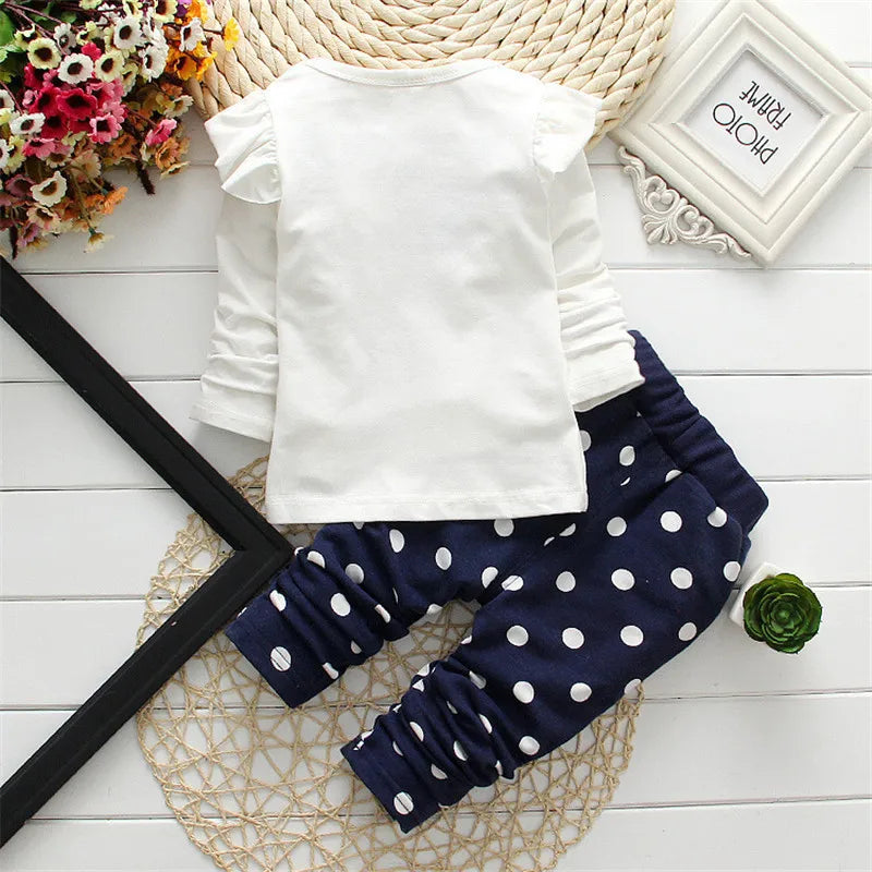 Toddler girl cartoon long sleeved set T-shirt+pants 2-piece children's fashion baby jacket newborn cotton set