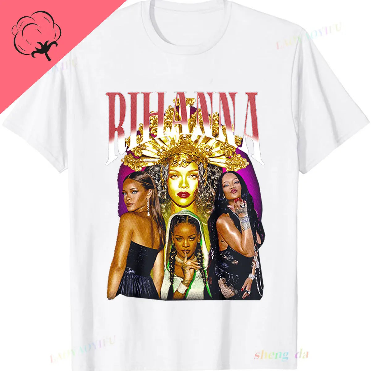 The America Famous Fashion Popular Playera Rihanna Printed T-shirt  High Quality Unisex Camisetas Gothic  Letter Graphic Tops