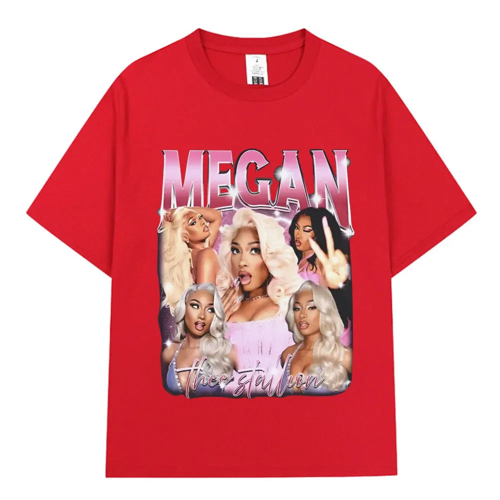 Rapper Megan Thee Stallion Graphics Print T Shirt Hot Girl Summer Tour Women Women Hip Hop Vintage T Shirts 100% Cotton T-shirt