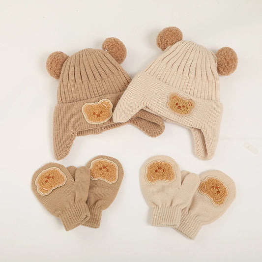 Citgeett Autumn Kids Girls Boys Hat and Gloves Set Cartoon Winter Knit Beanie Cold Weather Accessories