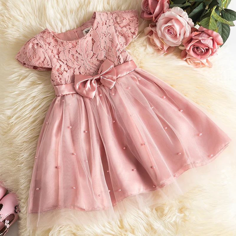 Girls Wedding Princess Dress Baby Kids Elegant Party Tutu Fluffy Prom Gown Children Bridesmaids Evening Tulle Birthday Dresses