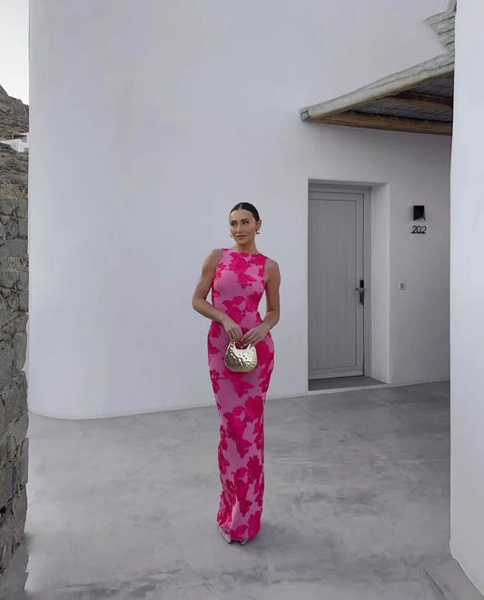 Elegant Women Sleeveless Petal Empress Maxi Dress