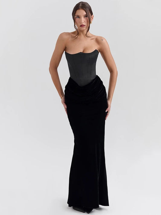 Mozision Off-shoulder Strapless Sexy Maxi Dress For Women Elegant Sleeveless Backless Bodycon Club Party Evening Long Dress