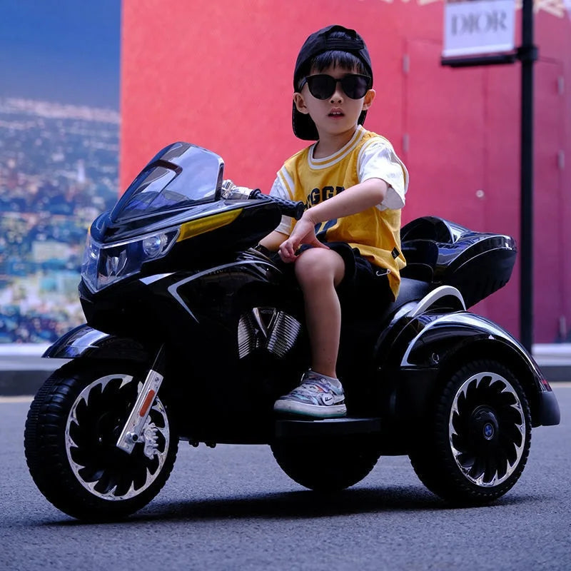 Children's Electric Motorcycle Ride On Double Kids Tricycle With True Key Start