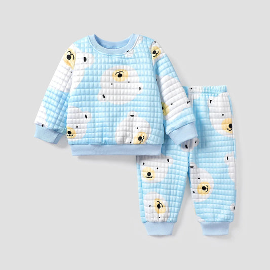 Baby Boy Childlike Bear Pattern Set Soft and Comfortable  Perfect for Outings and Daily Wear Basic Style