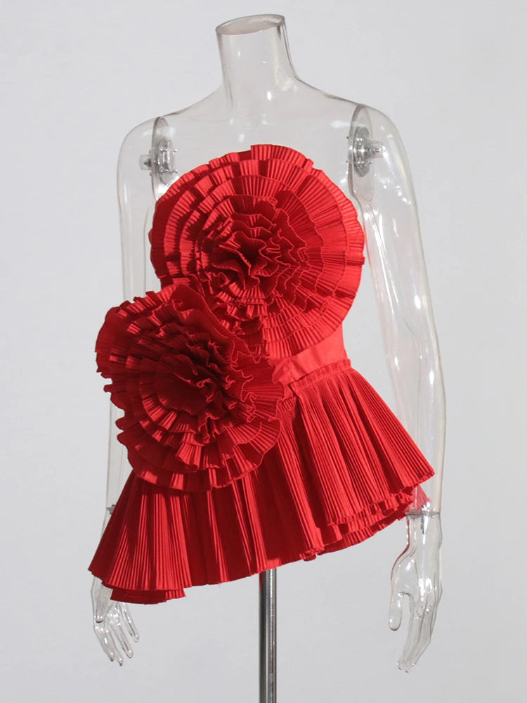 Flora Luxe Pleated Bandeau Top