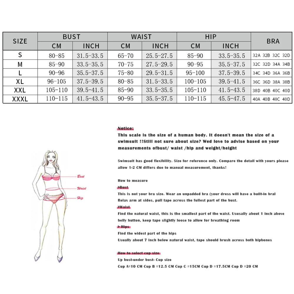 3Pcs Halter Bikini Sexy Women Swimsuit Bandeau Biquini Push Up Swimwear Female Printed Bathing Suits Beach Outfits Midi Skirt