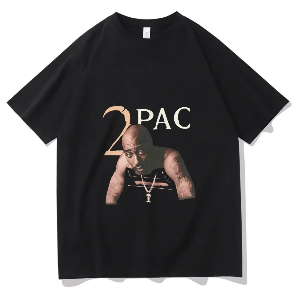 Rapper Tupac Hip Hop T-shirts Graphic Print Y2K Men T Shirt Streetwear Tops Unisex Harajuku Casual Oversized Cotton Tees