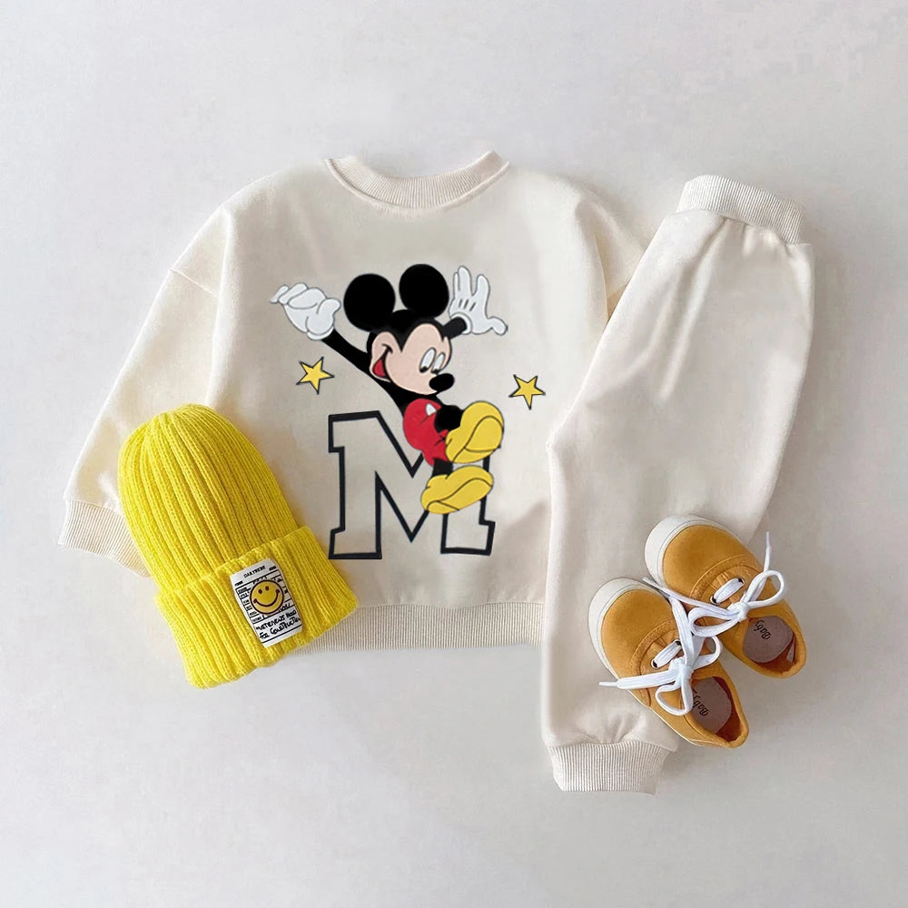 2Pcs Baby Boy Clothes Set Mickey Long Sleeve Kids Sweatshirts + Pants Spring Autumn Toddler Baby Girl Tracksuit Clothing