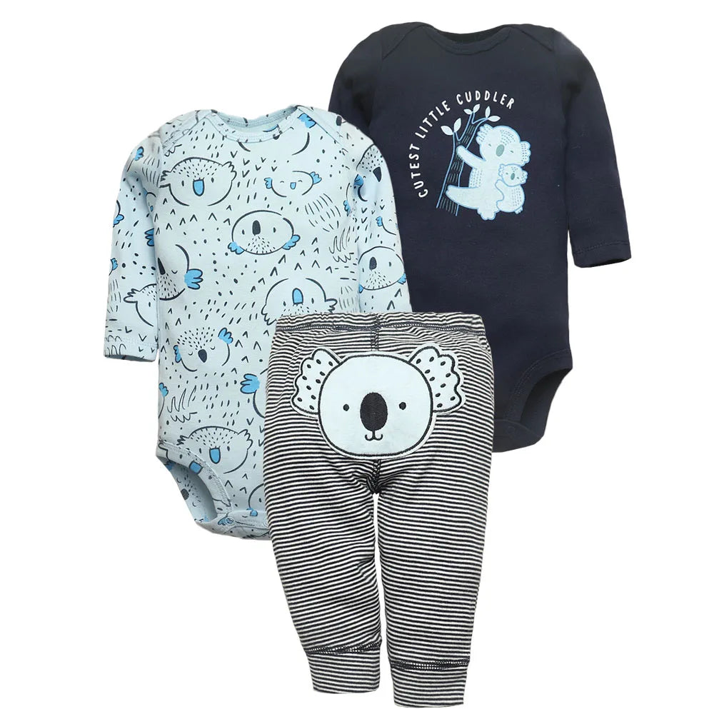 Newborn Baby Clothes Set Soft Cotton Bodysuits and Pants