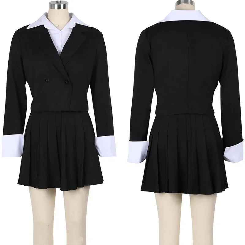 Elegant Workwear Sets for Women Office Lady Double-breasted Blazer Coat and A-line Pleated Mini Skirt Suits