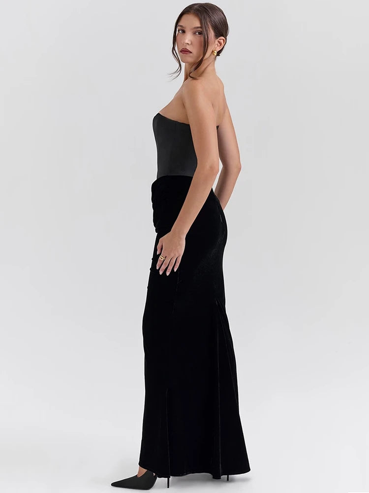 Mozision Off-shoulder Strapless Sexy Maxi Dress For Women Elegant Sleeveless Backless Bodycon Club Party Evening Long Dress