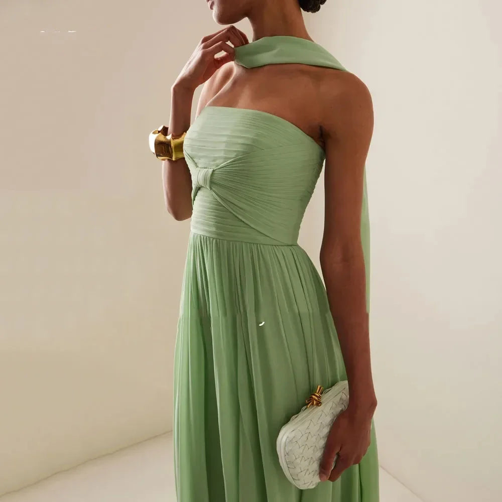 Elegant Off Shoulder Lady Chic Waist Long Hollow Backless Dress