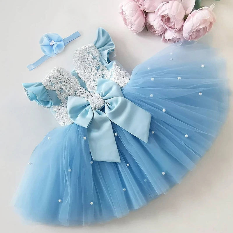 Girls Wedding Princess Dress Baby Kids Elegant Party Tutu Fluffy Prom Gown Children Bridesmaids Evening Tulle Birthday Dresses