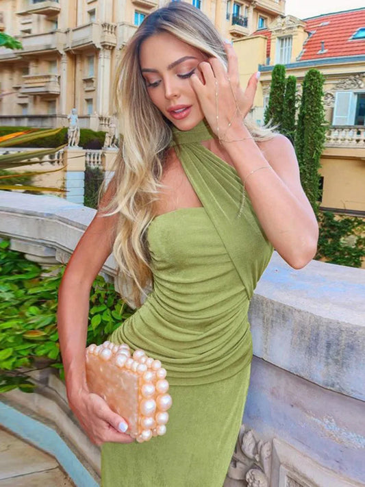 Emerald Envy Halter Luxe Maxi Dress
