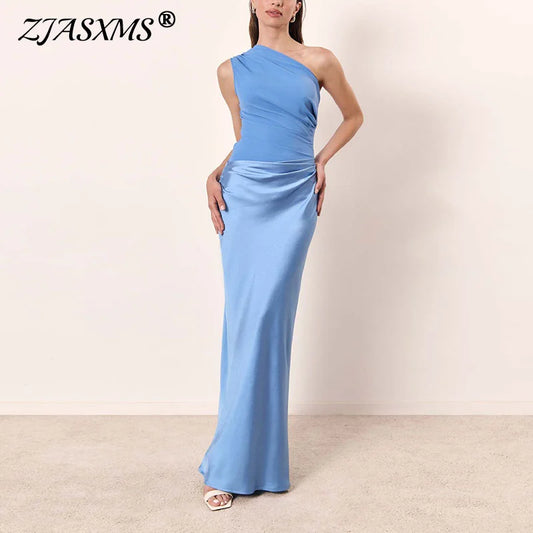 Sunset Aura One-Shoulder Contrast Maxi Dress