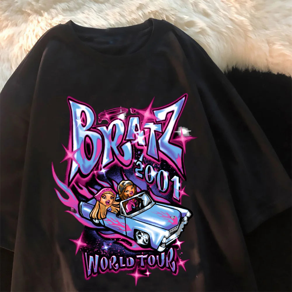 Bratz Clothes For Women T-shirts Funny Harajuku Cartoon Graphic T Shirts Y2k Fashion Casual O-Neck T-shirt Summer Short Sleeve