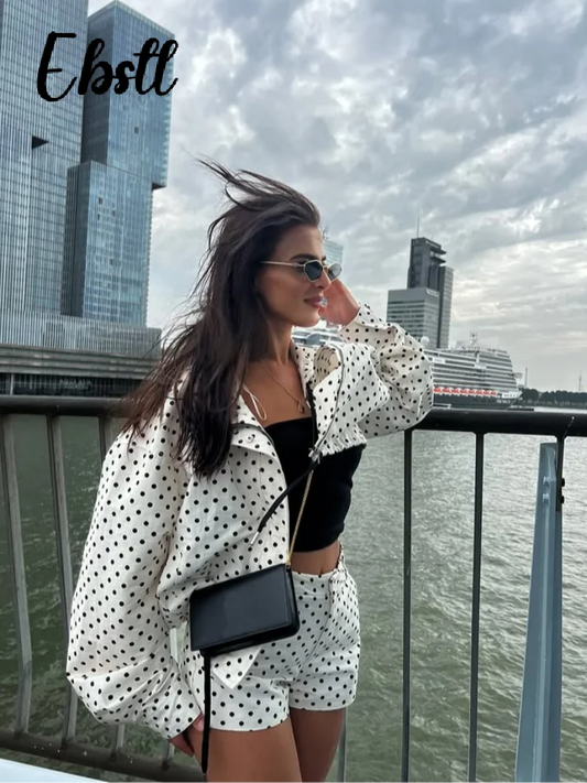 Polka Dot Jacket & Shorts Set