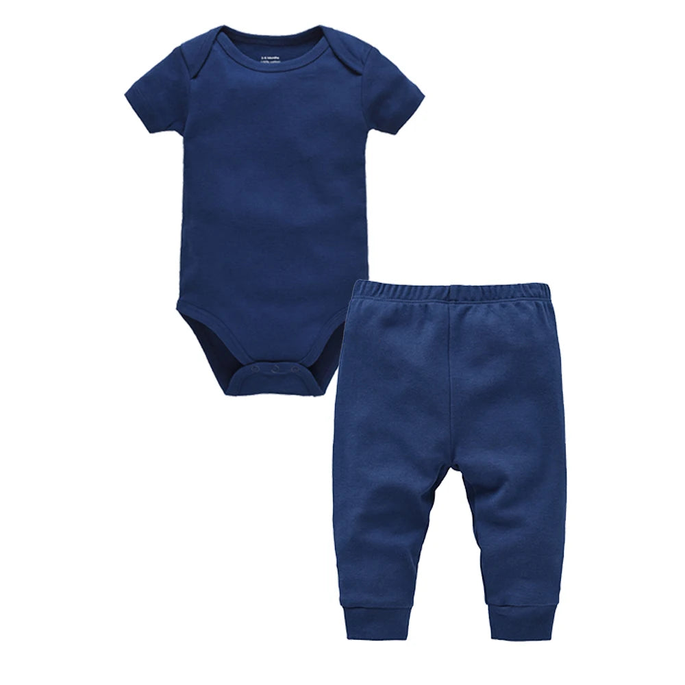 Baby Rompers Pants Set Plain Colors Short Sleeve Bodysuit