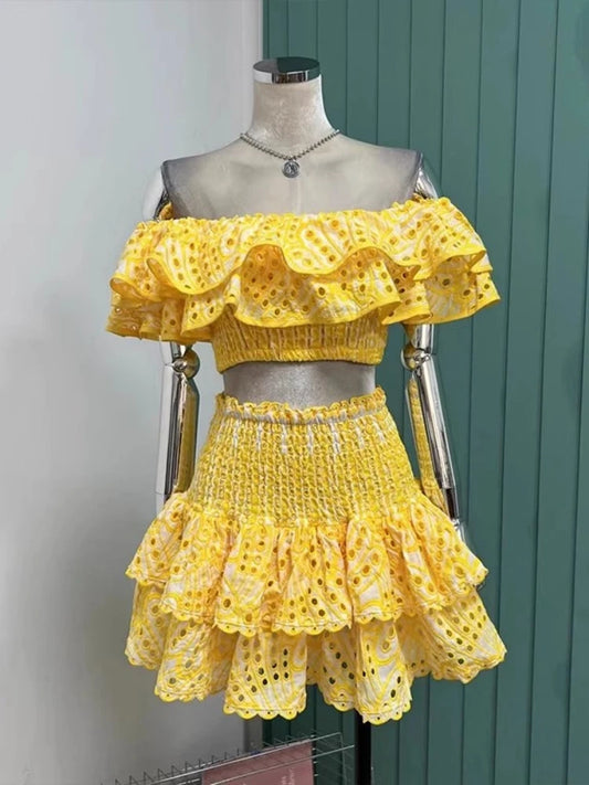 Boho Bloom & Bare Shoulders Embroidered Escape Co-Ord