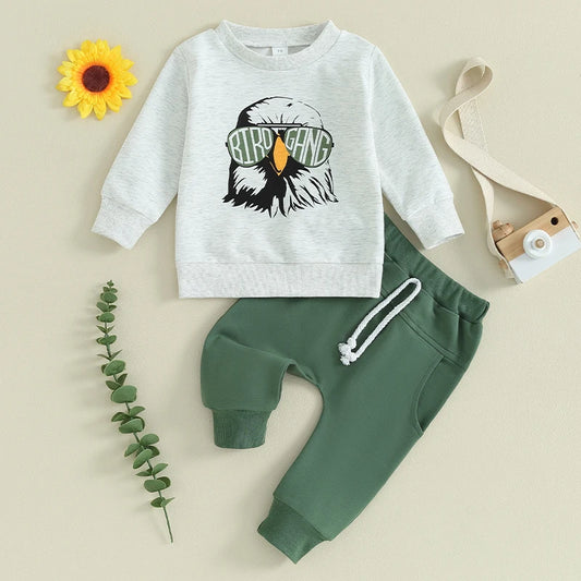 2023-11-23 Lioraitiin 0-3Y Toddler Baby Boy Football Outfits Birds Eagles Sweatshirt Shirt Top Jogger Pants Set Infant Clothes