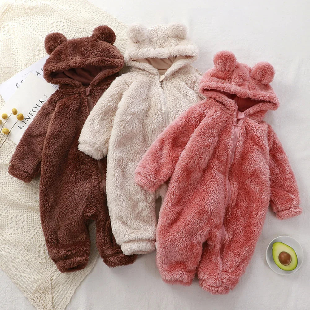 Winter Baby Clothes Cute Cartoon Bear Baby Rompers Pajamas