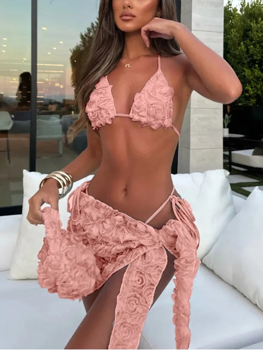 Rosé All Day Ruffle Bikini Bodysuit Swimwear Co-Ord