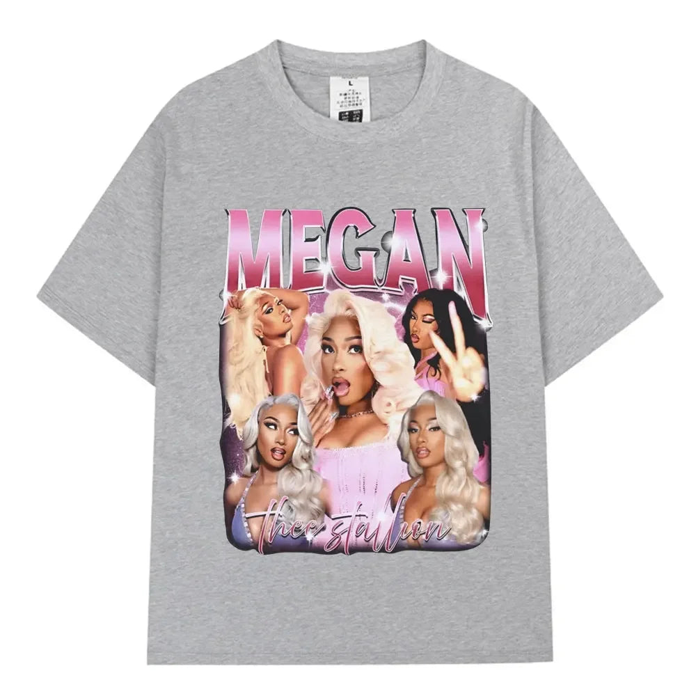 Rapper Megan Thee Stallion Graphics Print T Shirt Hot Girl Summer Tour Women Women Hip Hop Vintage T Shirts 100% Cotton T-shirt