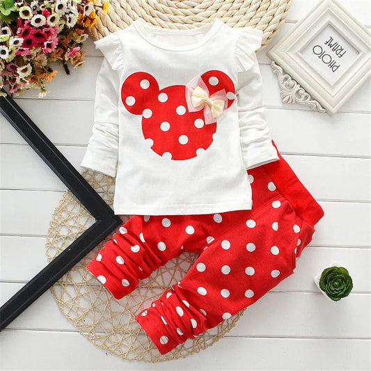 Toddler girl cartoon long sleeved set T-shirt+pants 2-piece children's fashion baby jacket newborn cotton set