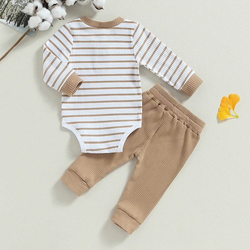 Baby Boy Long Sleeve Striped Print Romper