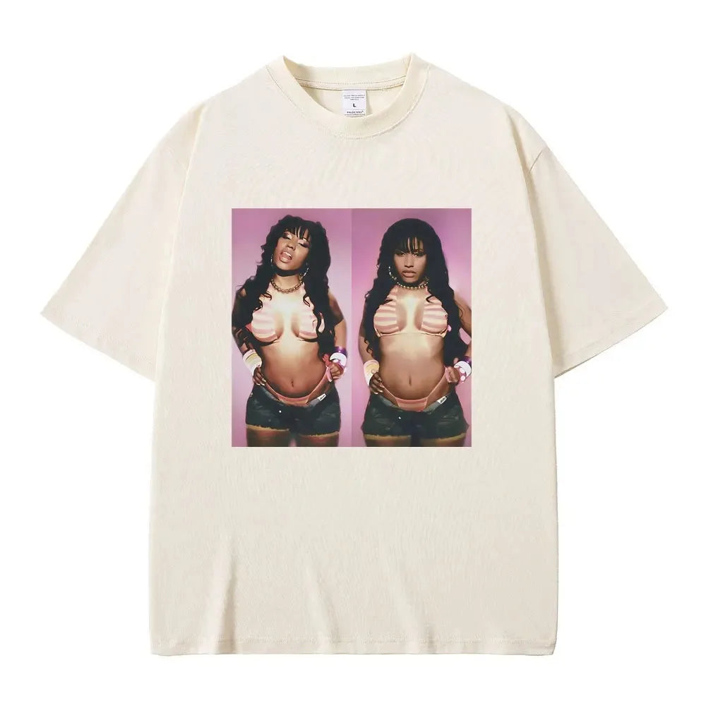 Rapper Nicki Minaj Graphic Print Tshirt Men Women Hip Hop Fashion Oversized T-shirts Streetwear Unisex Vintage Crewneck T Shirts