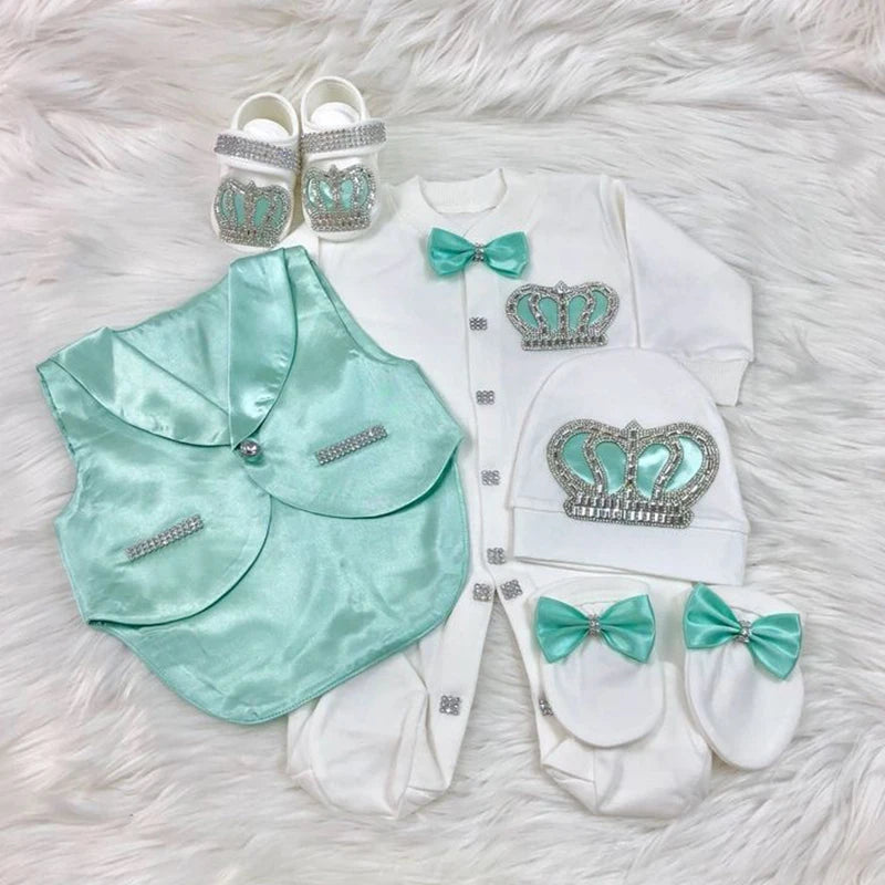 Newborn Baby Boy Outfits Blazer Vest Kids Clothing Cotton Infant Products Body Suit Shirt Pants Mittens Receiving Blanket