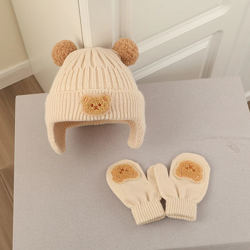 Citgeett Autumn Kids Girls Boys Hat and Gloves Set Cartoon Winter Knit Beanie Cold Weather Accessories